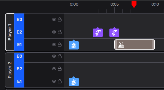 Synchronized timeline showing in-game events