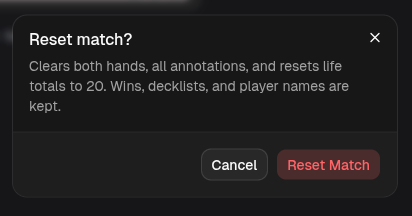 The reset confirmation dialog