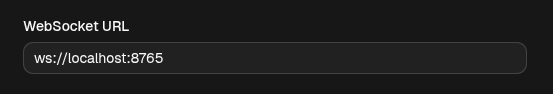The WebSocket URL field filled in