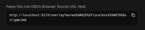 The overlay URL with its copy button