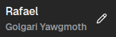 Player name and deck name with the edit button