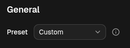 Preset picker with Export and Import